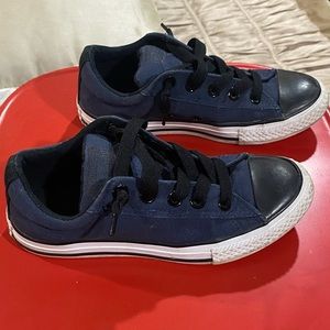 Blue and Black Low Top Converse